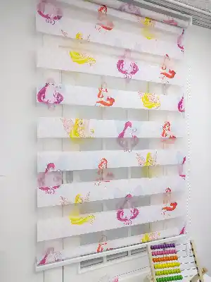 Kız Çocuk Odası Zebra Perde- Sarı-pembe
