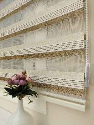 Krem - Kahve Zebra Perde Zarif Bambu- Krem-ekru-kahve