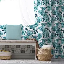 Oturma Odası Fon Perde Evim1557 Kumaşı Kalındır Duck Bezi Değildir- Mavi-beyaz