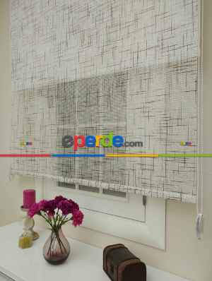 İthal Keten Kahverengi Renk Geçişli - Çiftli Sistem Tül Stor Perde - 1. Kalite