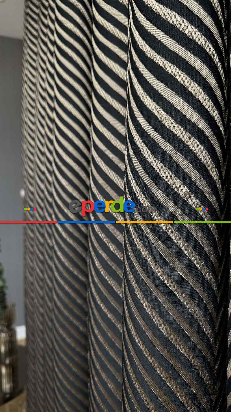 Siyah Gold Altın Premium Jakar Dokuma Pano Fon Perde - Gramajlı