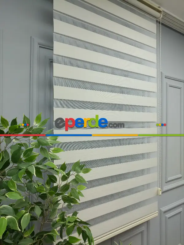 Salon Zebra Perde - Karartma Zebra Perde - Blackout Zebra Perde-ışık Geçirmez Zebra Perde- Bej