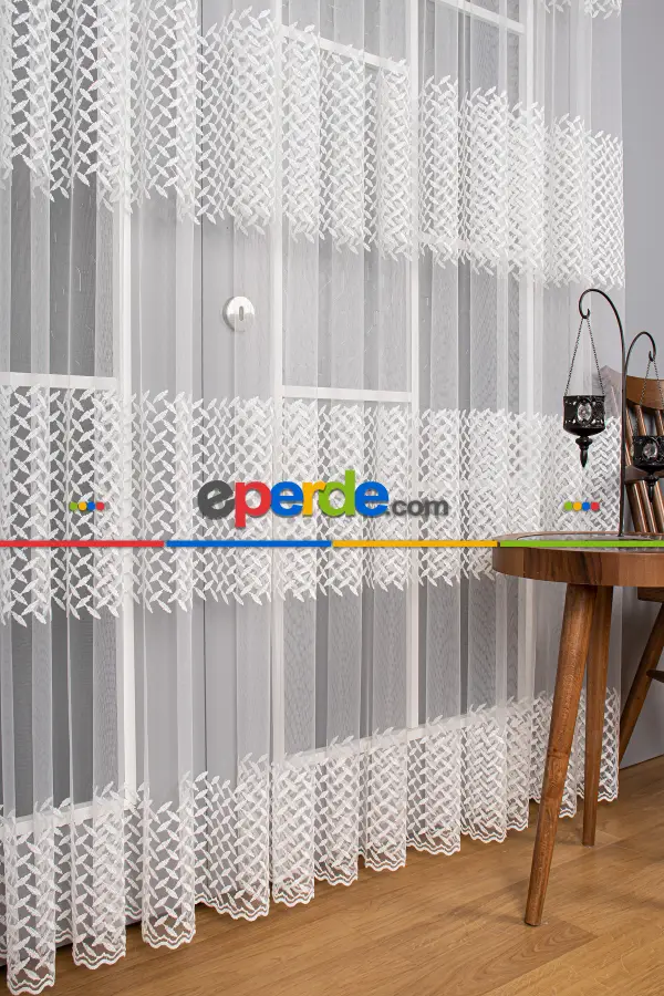 Kampanyalı Brode Tül Perde - Ekru