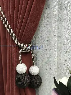 Trend İki Top Kordon Sarma Fon Bağı - Braçol %100 Elde Üretim- Krem-acı Kahve
