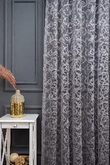 Sarmaşık Şal Desen Gri Füme Renk Desen Tasarım Tül