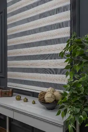 Mutfak- Zebra Perde - Degrade Renk Geçişli Kırık Pileli Zebra Perde
