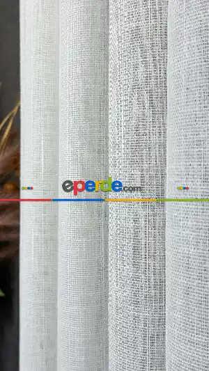 Salon - Natural Keten Tül Birinci Kalite İplikten Özel Üretilmiştir Ütü İstemez