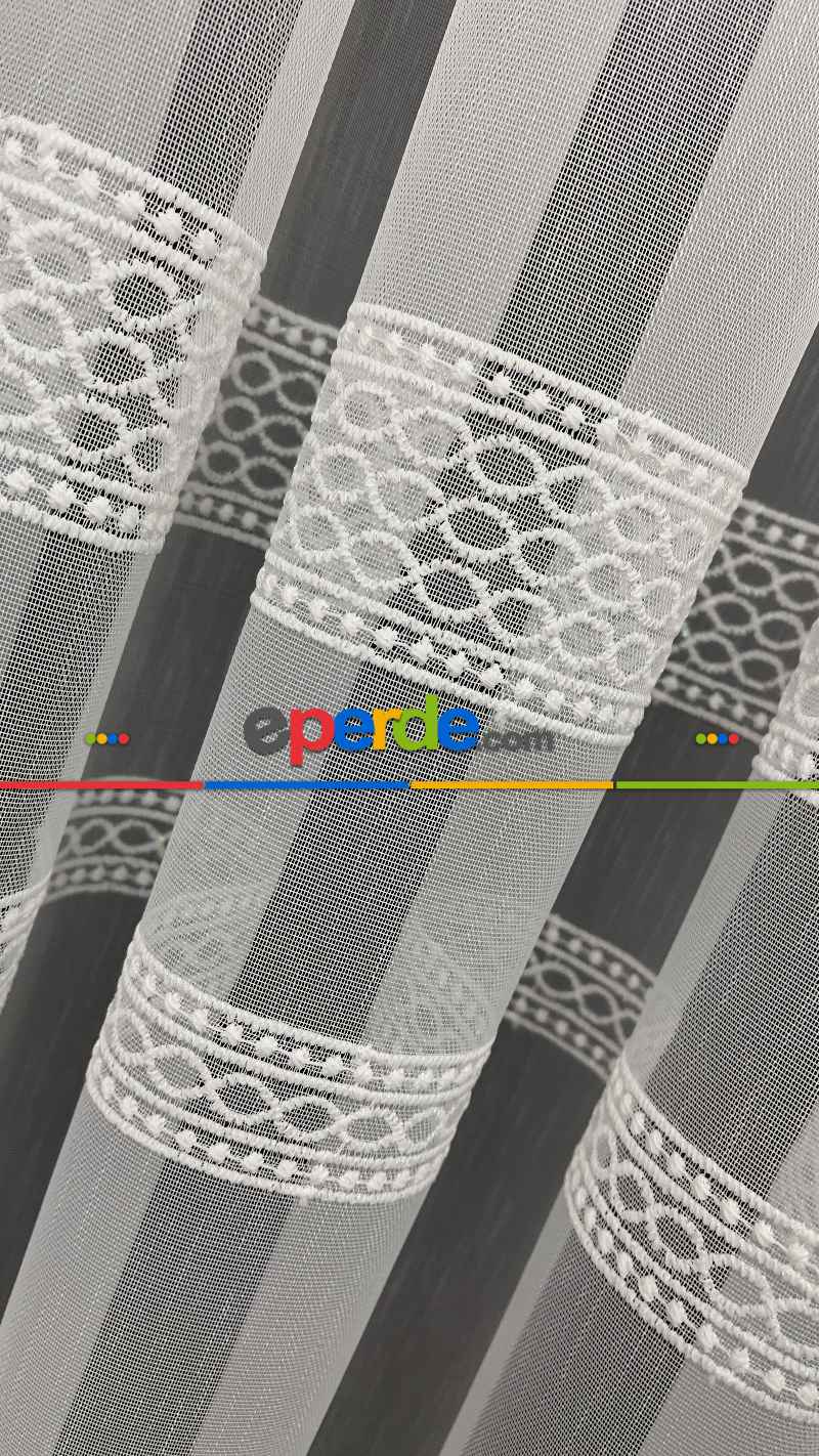 Salon - Premium Seri Trend Perde Modelleri 2023-kabartma Atlas İplikle Nakışlı İşleme Tül Perde 04