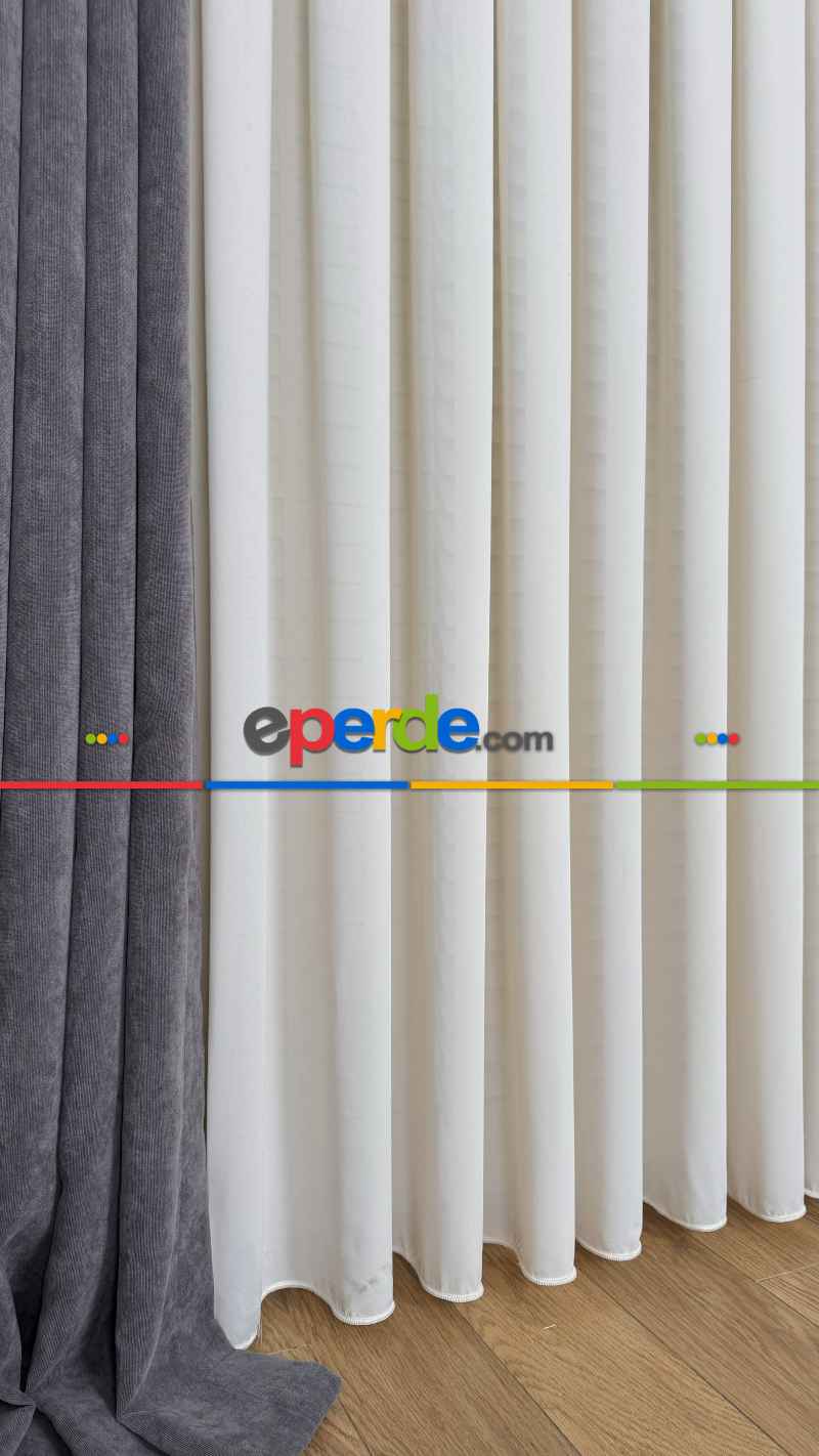 Yatak Odası Krem, İpek Krep Düz Tül Perde, Premium Kalite Serisidir.