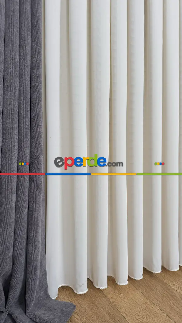 Yatak Odası Krem, İpek Krep Düz Tül Perde, Premium Kalite Serisidir.