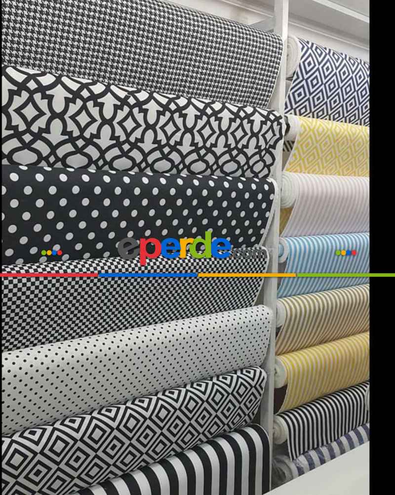 Siyah Mutfak Perdesi Kanat Fon Perde Modern Desenli- Sarı