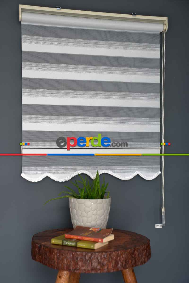 Halim Perdesan Zn-22 Beyaz & Siyah Renk Etekli Veya Eteksiz Zebra Stor Perde