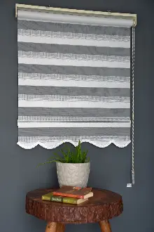 Halim Perdesan Zn-22 Beyaz & Siyah Renk Etekli Veya Eteksiz Zebra Stor Perde