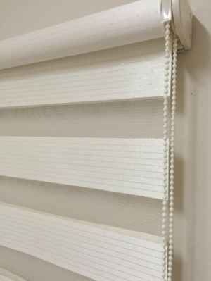 Salon Zebra Perde - Bambu Krem Altın Simli Zebra Perde- Krem