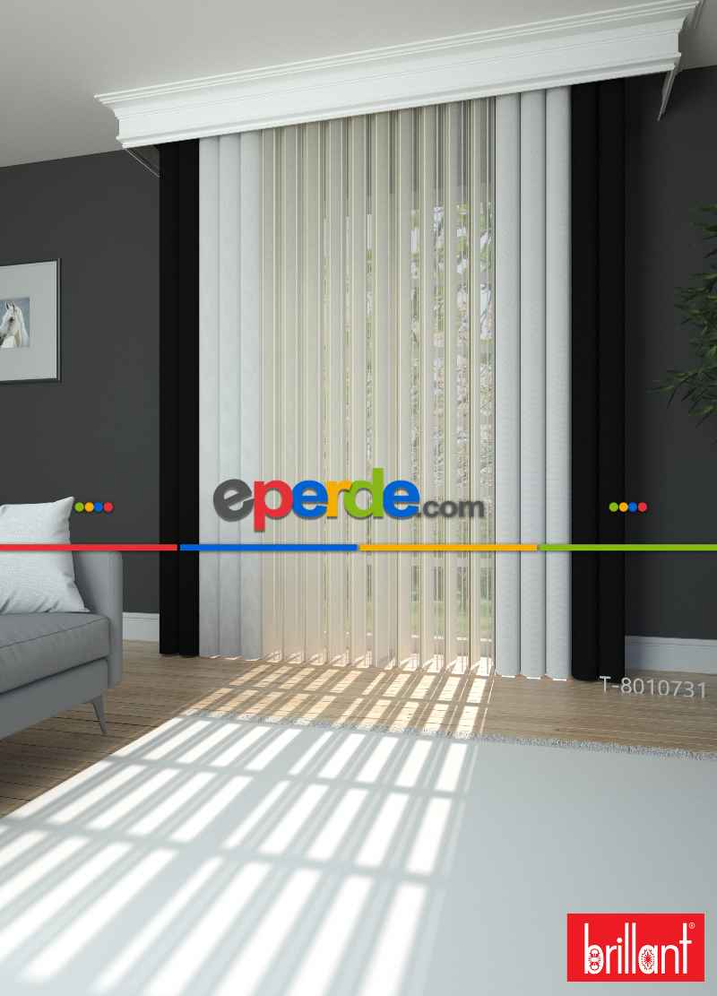 Brillant Akıllı Tül Siyah-beyaz Perde Tül Dikey Zebra Perde Düz 1. Kalite