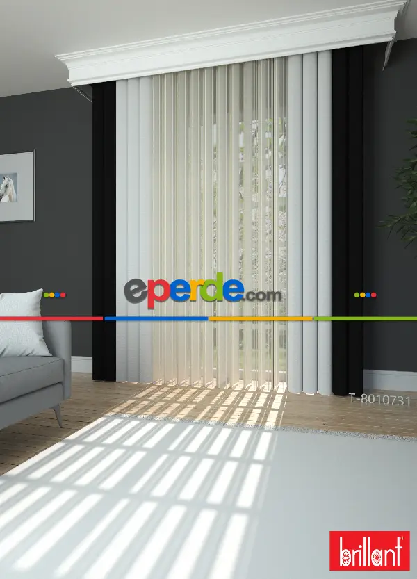 Brillant Akıllı Tül Siyah-beyaz Perde Tül Dikey Zebra Perde Düz 1. Kalite