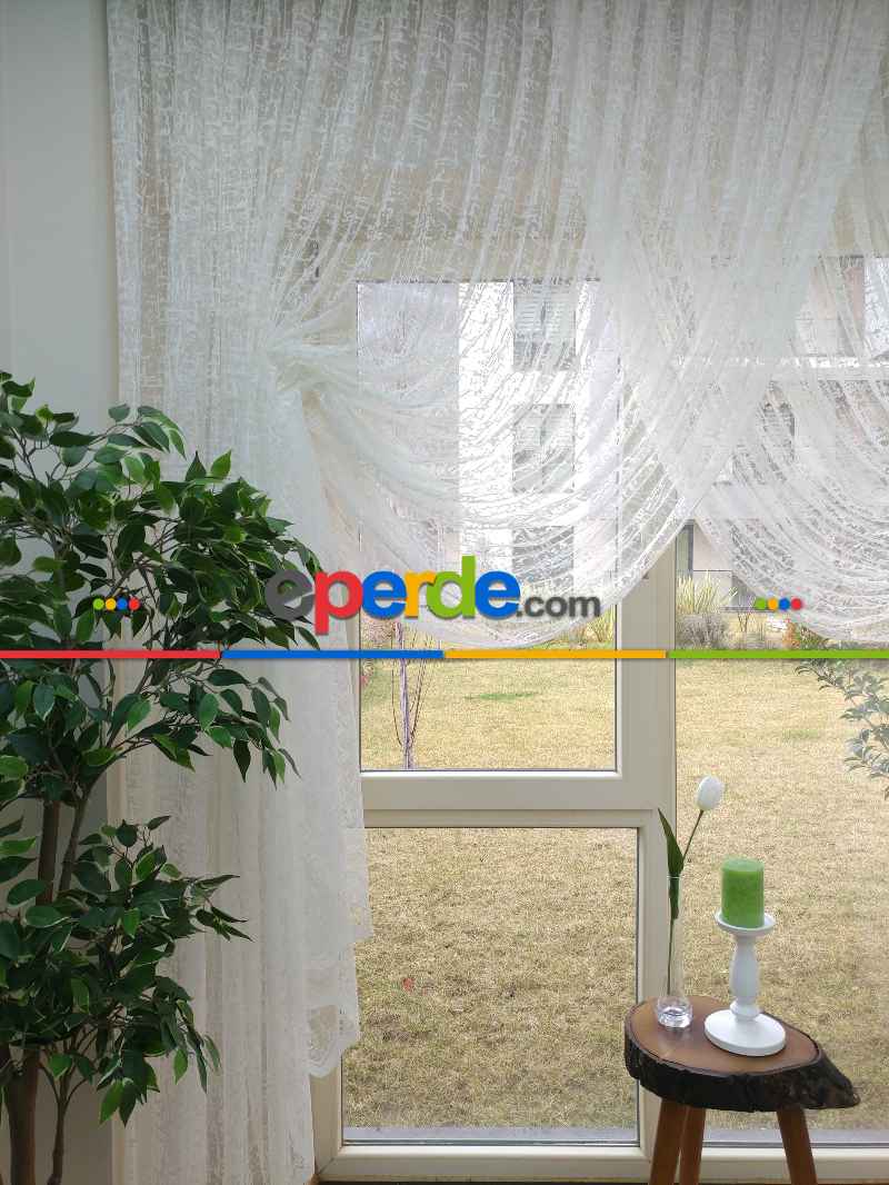 mutfak - Kruvaze Tül Perde - Örme Zemin- Ekru