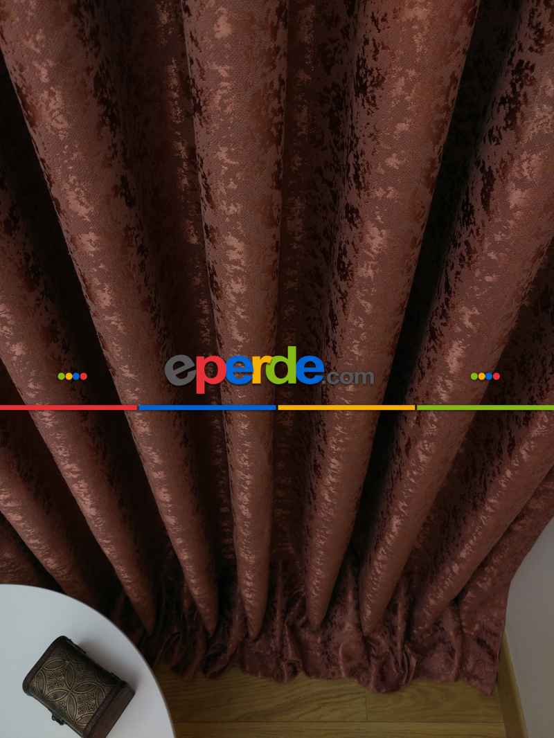 Kremit Rengi Duz Jakar Fon Perde (150)- Gül Kurusu