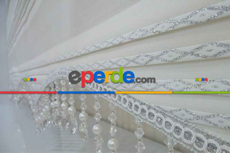 Brillant Boncuklu Zebra Perde Pliseli 1.kalite Kampanyalı Hazır Ölçüler 100cm X 120cm 