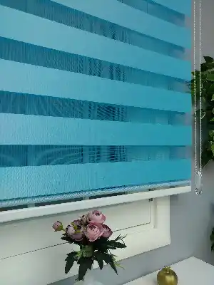 Perle Home Düz Mavi Zebra Perde