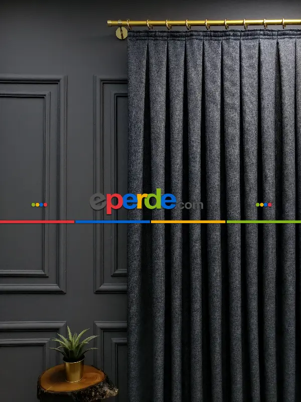 Gerçek Hasır Dokuma Salon Fon Perdesi 2021 Elite Series- Füme-mavi Grimsi