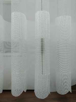 Salon Tül - Dantel Örme Ekru Düz Model Bantlı Tül Perde 2021 Ikon- Krem Açık