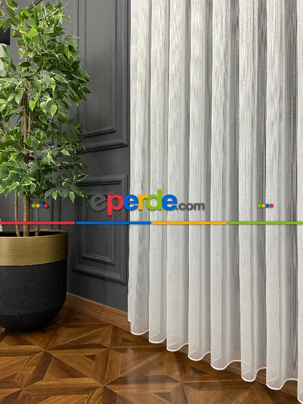 Salon - 2021armürlü Kendinden Çizgili Salon Tülü