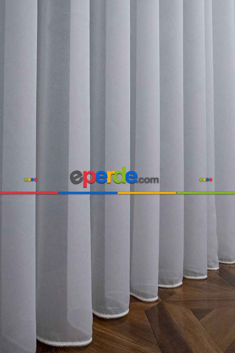 Salon - Crop Beyaz Sade Kar Beyaz Bembeyaz Sade Kırışmaz Ütü İstemez Tül Perde