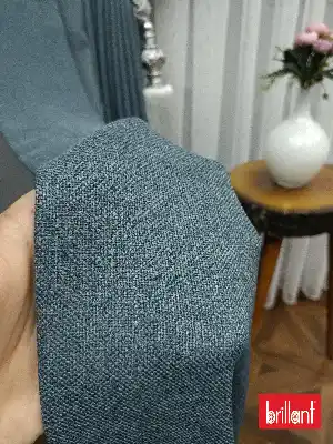 Brillant Keten Mavi Grimsi Renk Düz Fon Perde 180cm- Mavi Doymamış
