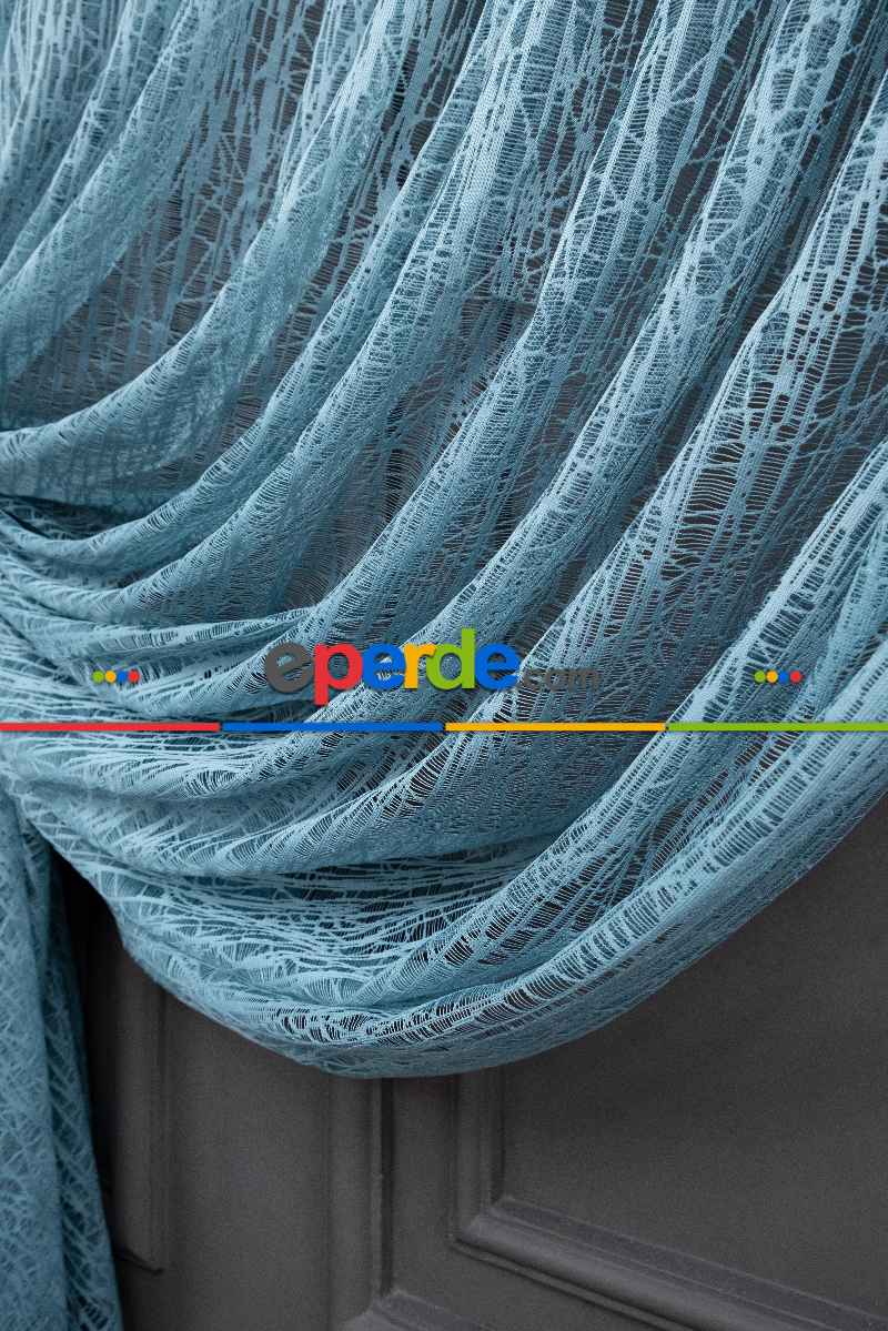 Mint Turkuaz Renk Yanki Tiyatro Kruvaze Model Tül Yanki Tül Camkırığı Tül