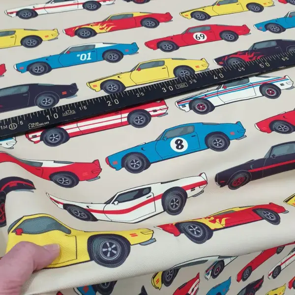 Erkek Çocuk Odası Fon Perde - Arabalar - Pop Art Araba Desenli