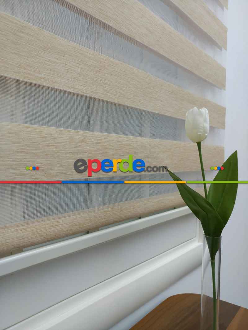 Sütlü Kahve Düz Bambu Zebra Perde (kalın Zeminli)- Sütlü Kahve