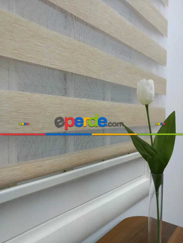 Sütlü Kahve Düz Bambu Zebra Perde (kalın Zeminli)- Sütlü Kahve