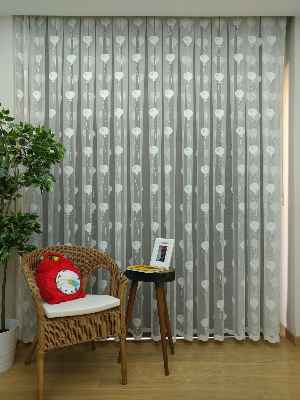 Çocuk Odası Tül Perde - Balon Desenli Örme Tül Perde- Ekru