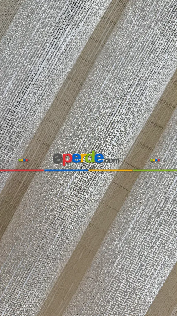 Mutfak Altın Simli Krem Keten Tül Perde - Ağır Gramajlı Premium