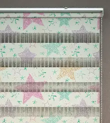 Yıldız Desenli Baskılı Zebra Perde- Çok Renkli