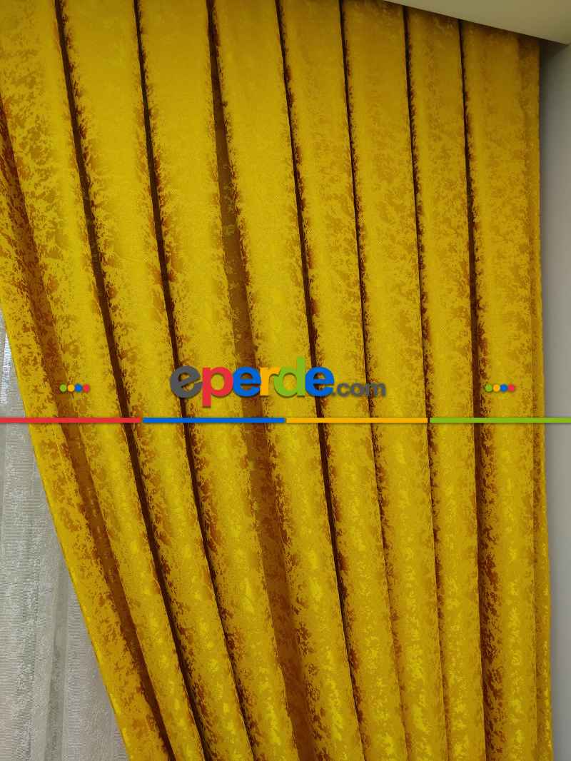 Hardal Duz Jakar Fon Perde (150)- Hardal Sarısı