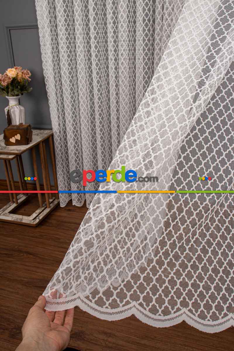 Geometrik Desen Örme Tül Perde 1133