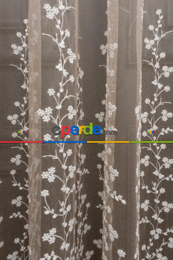 Salon - Etek Geniş Desenli Tasarım Tül