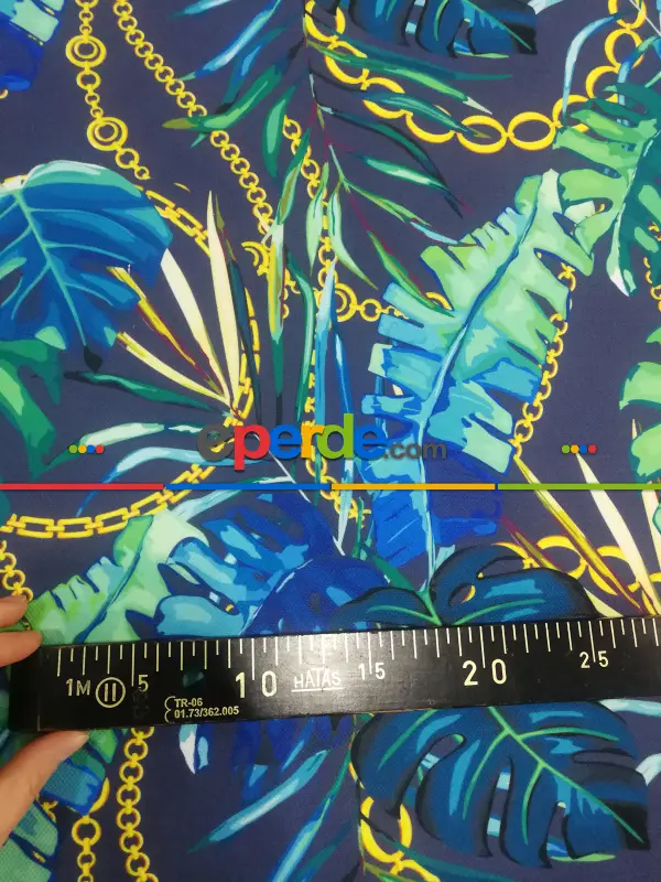 Salon Fon - Tropikal Yaprak Desenli Fon Perde Evm1008-2 Kumaşı Kalındır Duck Bezi Değildir- Yeşil-Sarı-Yeşil Koyu Yeşil-Fıstık Yeşili 