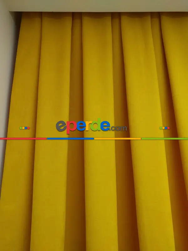 Yatak Odası - Koyu Sarı Düz Fon Perde - Sarı 814