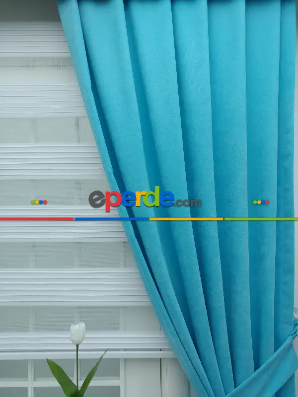 Turkuaz - Düz Fon Perde- Turkuaz