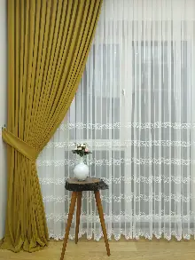 K.sarı - Düz Fon Perde ( Dökümlü Fon Perde)- Sarı