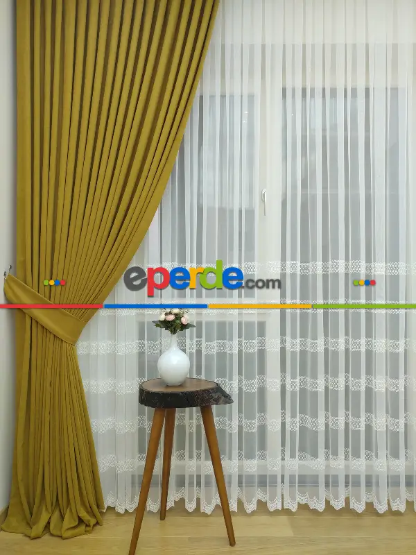Salon Fon - K.sarı - Düz Fon Perde (  Dökümlü Fon Perde)- Sarı