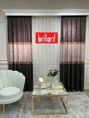 Yatak Odası - Brillant Fon Perde Yeni Moda Tasarım Renk Kanat Yan Perdeler Salon Misafir Odası Perde