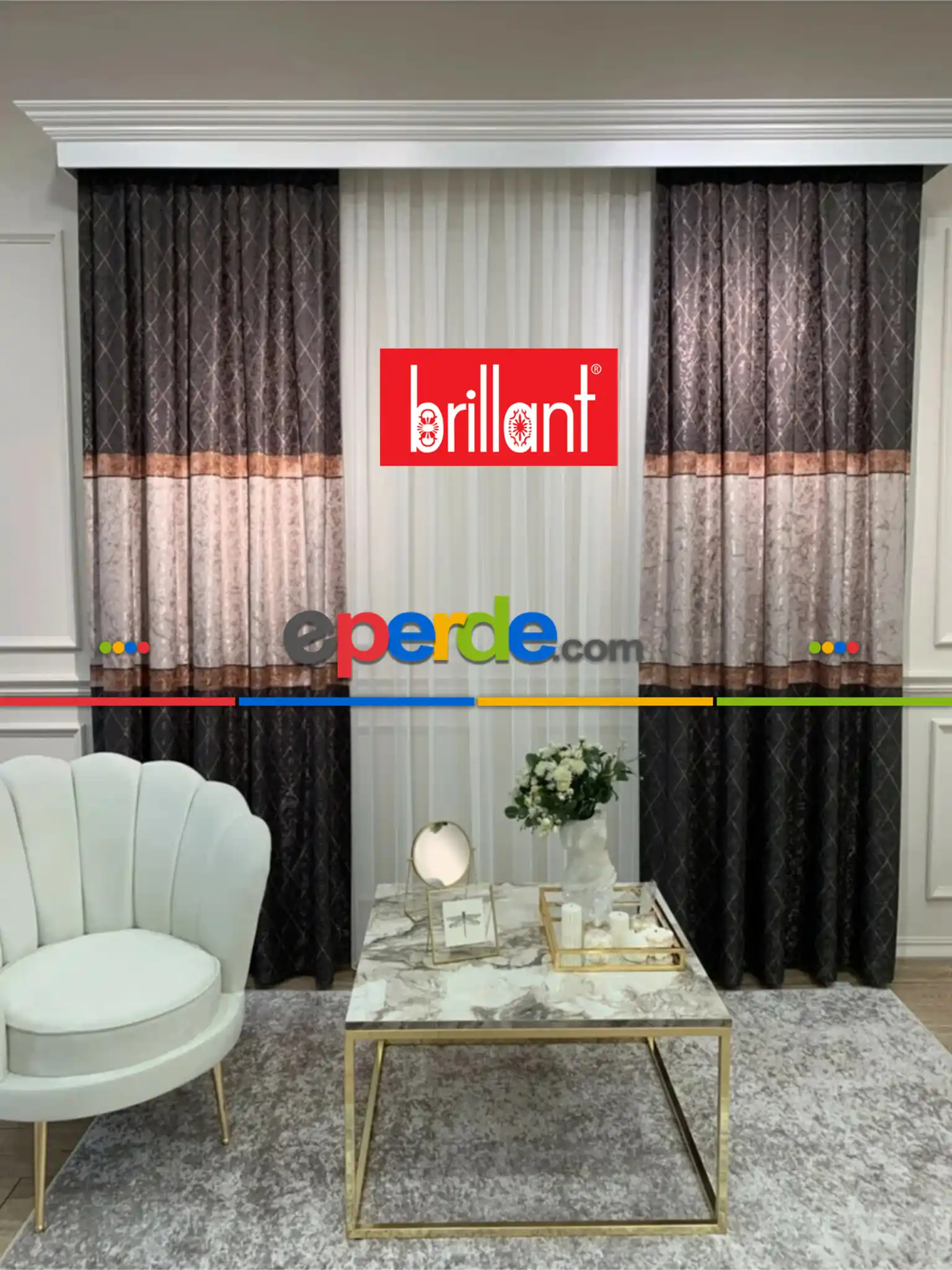 Brillant Fon Perde Yeni Moda Tasarım Renk Kanat Yan Perdeler Salon Misafir Odası Perde