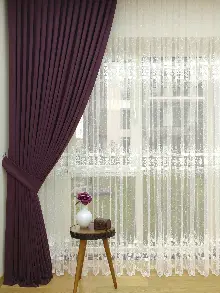 Mürdüm Düz Fon Perde Dökümlü Birinci Kalite 300 Cm Geniş En Daha Hesaplı- Mürdüm