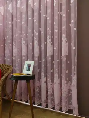 Pembe Kız Çocuk Odası Tül Perde Sindirella- Pembe