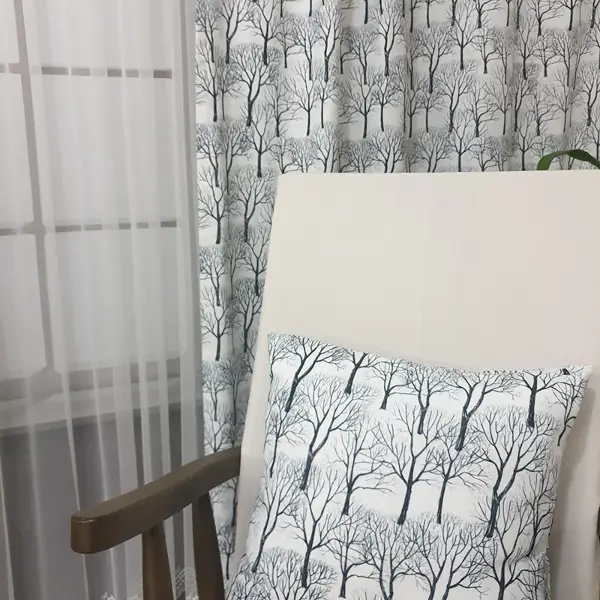 Salon Fon Perde Baskılı- Siyah