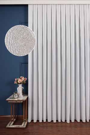 Krep Ekru Düz Tül Perde
